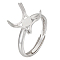 1Pc Adjustable Rhodium Plated 925 Sterling Silver Ring Findings, Engagement Solitaire Ring Setting Prong Ring Settings, with S925 Stamp, Platinum, US Size 8 1/2(18.5mm), Tray: 11.5x11.5mm
