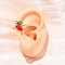 Strawberry Brass Micro Pave Clear Cubic Zirconia Cuff Earrings, with Enamel, Rack Plating, Lasting Plated, Cadmium Free & Lead Free, Real 18K Gold Plated, Crimson, 14.5x14x16mm