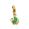 Fish 304 Stainless Steel Enamel Pendant Decorations, Ion Plating(IP), with Lobster Claw Clasp, Real 14K Gold Plated, Medium Sea Green, 11.5x9.5x1.5mm