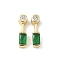 Brass & Clear Cubic Zirconia & Glass Charms, Flat Round & Rectangle, Cadmium Free & Lead Free, Long-Lasting Plated, Rack Plating, Real 18K Gold Plated, 13.5x3.5x4.5mm, Hole: 1.4mm