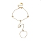 Stainless Steel & Falt Round Glass Ring Bracelets for Women, Real 18K Gold Plated, 8-1/2 inch(21.5cm)
