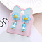 Alloy Plastic Clip-on Earrings for Kid, Platinum, Flower, 40x15mm