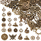 Tibetan Style Alloy Gear Pendants, Mixed Shapes, Antique Bronze, 13.5~43x13.5~39x1~5mm, Hole: 1.5~3mm, 58pcs/box