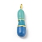 Brass Enamel Pendants, Long-Lasting Plated, Cadmium Free & Lead Free, Real 18K Gold Plated, Letter Charm, Letter I, 23.5x6mm, Hole: 1.8mm