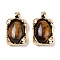 Brass with Gemstone Pendants, Rectangle, 21.5x12.5x7.5mm, Hole: 2.5x2mm