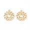 Brass Pendants, Chakra, Anahata, Long-Lasting Plated, Hollow, for Jewish, Flower with Star of David, Real 18K Gold Plated, 17x15.5x1.5mm, Hole: 1mm