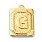 Ion Plating(IP) 304 Stainless Steel Pendants, Rectangle with Letter Charm, Real 18K Gold Plated, Letter G, 24.5x18x3mm, Hole: 1.8mm