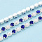 Iron Rhinestone Cup Chains, with ABS Plastic Imitation Pearl, with Spool, Silver, Medium Blue, 2.5x2x2mm, about 10yard/Roll