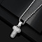 Brass Micro Pave Clear Cubic Zirconia Chunky Initial Pendant Necklaces, Platinum, Letter T, 19.69 inch(50cm)