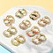 Brass Micro Pave Clear Cubic Zirconia Hoop Earrings, with Enamel, Lead Free & Cadmium Free, Long-Lasting Plated, Real 18K Gold Plated, Mixed Color, 12.5x4.5mm