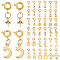 2 Sets Brass Spring Ring Clasps Charm Set, Including Stainless Steel & Alloy & Brass Charm, for Necklace Making Clasps, Heart & Key & Star & Moon, Mixed Shapes, Golden, 17~25mm, 20pcs/set