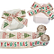 2 Rolls 2 Styles Christmas Printed Linen Ribbon, for Gift Wrapping, Party Decoration, Word Merry Christmas & Christmas Tree Pattern, Peru, Mixed Patterns, 2-1/2 inch(63mm), about 5.47 Yards(5m)/Bag, 1 roll/style