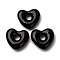 Handmade Lampwork Beads, Large Hole Beads, Heart, Black, 14x15x5mm, Hole: 4mm