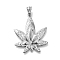 304 Stainless Steel Crystal Rhinestone Pendants, Maple Leaf, Stainless Steel Color, 45x36.5x4.5mm, Hole: 8x4.5mm