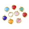 Brass Glass Pendants, Heart Charm, Faceted, Cadmium Free & Lead Free, Rack Plating, Long-Lasting Plated, Real 18K Gold Plated, Mixed Color, 31.5x27x5.5mm, Hole: 1.6mm