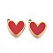 304 Stainless Steel Pendants, with Enamel, Heart Charm, Ion Plating(IP), Real 18K Gold Plated, 17.5x15.5x2mm, Hole: 1.8mm