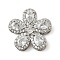 Brass Pave Cubic Zirconia 5-Petal Flower Multi-Strand Links, Platinum, Rack Plating, Long-Lasting Plated, Cadmium Free & Lead Free, Clear, 20x20.5x5.5mm, Hole: 4x2mm