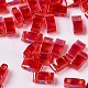MIYUKIハーフティラビーズ  日本製シードビーズ  2の穴  （htl254)透明な赤いab  5x2.3x1.9mm  穴：0.8mm  約250個/10g X-SEED-J020-HTL254-3