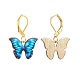 Boucles d'oreilles pendantes papillon en alliage d'émail EJEW-JE05045-6