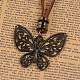 Adjustable Leather Cord Alloy Butterfly Pendant Necklaces NJEW-L424-11A-3