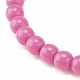 6 pz 6 colori tondo piatto con braccialetti elastici con perline acriliche a cuore per donna BJEW-JB08062-6