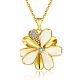 Real 18K Gold Plated Tin Alloy Czech Rhinestone Flower Pendant Necklaces NJEW-BB03466-G-1