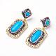 Dyed Synthetic Turquoise Dangle Stud Earrings EJEW-L190-01G-1