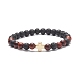 4 pièces 4 couleurs bois naturel et roche de lave et alliage corss ensemble de bracelets extensibles perlés BJEW-JB08816-4