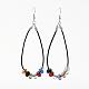 Faceted Glass Beads Dangle Earrings EJEW-JE02551-1