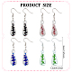 FIBLOOM 4 Pairs 4 Colors Glass Teardrop with Spiral Pattern Dangle Earring EJEW-FI0001-07-2