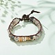 Cube Natural Agate Braided Beaded Bracelet with Alloy Tree of Life BJEW-JB08250-06-2