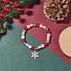 Natural Green Aventurine & Mashan Jade & Shell Pearl Stretch Bracelet with Christmas Snowflake Alloy Charm BJEW-TA00089-2
