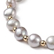Dyed Natural Pearl & Brass Round Beaded Slider Bracelet BJEW-JB09008-01-4