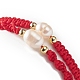 2 Uds. Juego de pulseras de cuentas trenzadas de perlas naturales de 2 estilos con cordón de nailon para mujer BJEW-JB09141-01-5