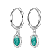 Rhodium Plated 925 Sterling Siliver Enamel Oval Dangle Hoop Earrings QO5135-2-1