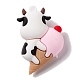 フィギュアプラスチック漫画大きなペンダント  牛とアイスクリーム  ホワイト  52x35x20.5mm  穴：3mm KY-G017-D02-3