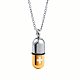 Medical Theme Pill Shape Stainless Steel Pendant Necklaces with Cable Chains JS1441-1-1