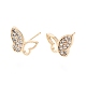 Clear Cubic Zirconia Butterfly Stud Earrings EJEW-G321-04G-1