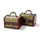 ヴィンテージ木製ジュエリーボックス  puレザー装飾宝箱ボックス  キャリーハンドルとラッチ付き  蓮模様の長方形  ライトカーキ  11.9x9.05x9cm AJEW-M034-01C-1