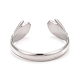 304 Stainless Steel Double Hand Hug Open Cuff Ring for Women RJEW-C025-08B-P-2