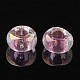 8/0グレードの丸いガラスシードビーズ  透明インサイドカラー  ABカラーメッキ  ピンク  3x2mm  穴：1mm  約10000個/ポンド SEED-N002-E-308-2