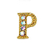 Cabujones de clavos con letras de diamantes de imitación de oro de aleación MRMJ-S047-023P-1