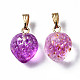 Two Tone Transparent Spray Painted Glass Pendants X-GLAA-N035-014-G03-2