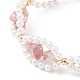 Bracelet perlé de perles de quartz et de coquillages à la fraise naturelle X1-BJEW-TA00029-03-3