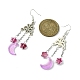 4 Pairs 4 Colors Glass Moon with Star Long Drop Earrings EJEW-TA00276-2