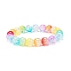 Bracciale elasticizzato con perline rotonde in acrilico arcobaleno per donna BJEW-JB07555-1