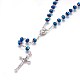 Collar de perlas de rosario de vidrio electrochapa para pascua NJEW-WH0005-02-2