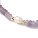 Natürliche lilafarbene Jade-Unterlegscheibe und Perlen-Stretch-Armbänder BJEW-JB09918-04-3