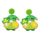 Saint Patrick's Day Sparkling Acrylic Dangle Stud Earrings EJEW-P243-A08-1