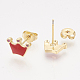 Brass Cubic Zirconia Stud Earrings EJEW-S201-171B-2